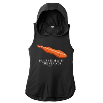 Appalachian Music Praise Him With The Strings Dulcimer Ladies PosiCharge Tri-Blend Wicking Draft Hoodie Tank