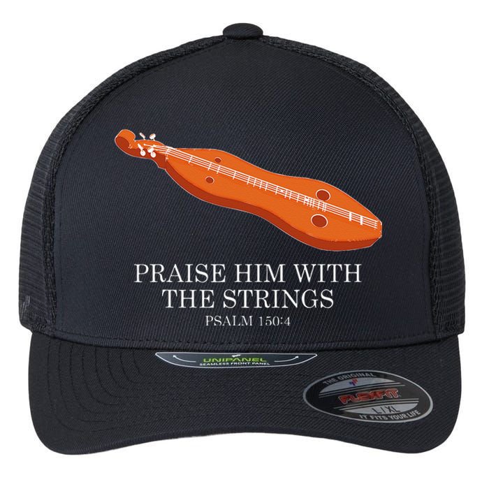 Appalachian Music Praise Him With The Strings Dulcimer Flexfit Unipanel Trucker Cap