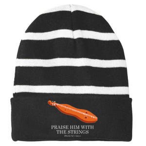 Appalachian Music Praise Him With The Strings Dulcimer Striped Beanie with Solid Band