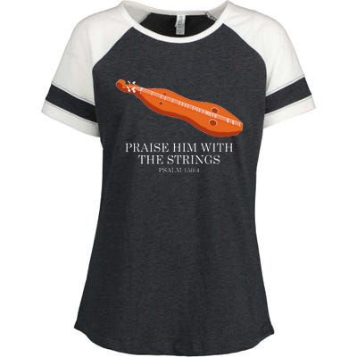 Appalachian Music Praise Him With The Strings Dulcimer Enza Ladies Jersey Colorblock Tee