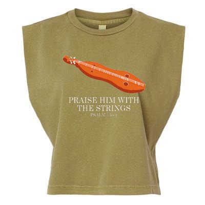 Appalachian Music Praise Him With The Strings Dulcimer Garment-Dyed Women's Muscle Tee