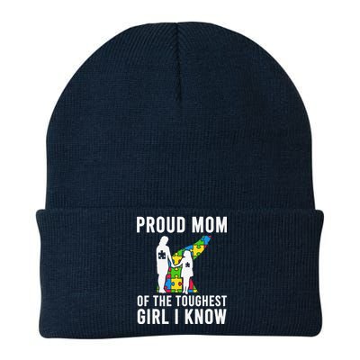 Autism Mom Proud Mom Of The Toughest Daughter Knit Cap Winter Beanie