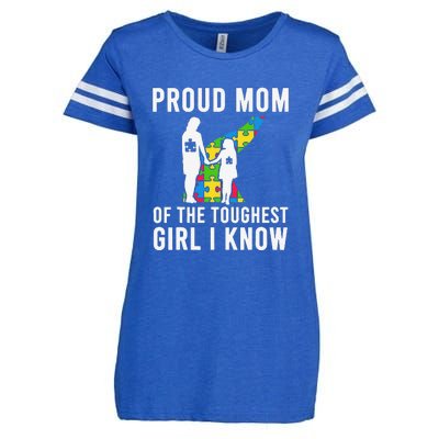 Autism Mom Proud Mom Of The Toughest Daughter Enza Ladies Jersey Football T-Shirt