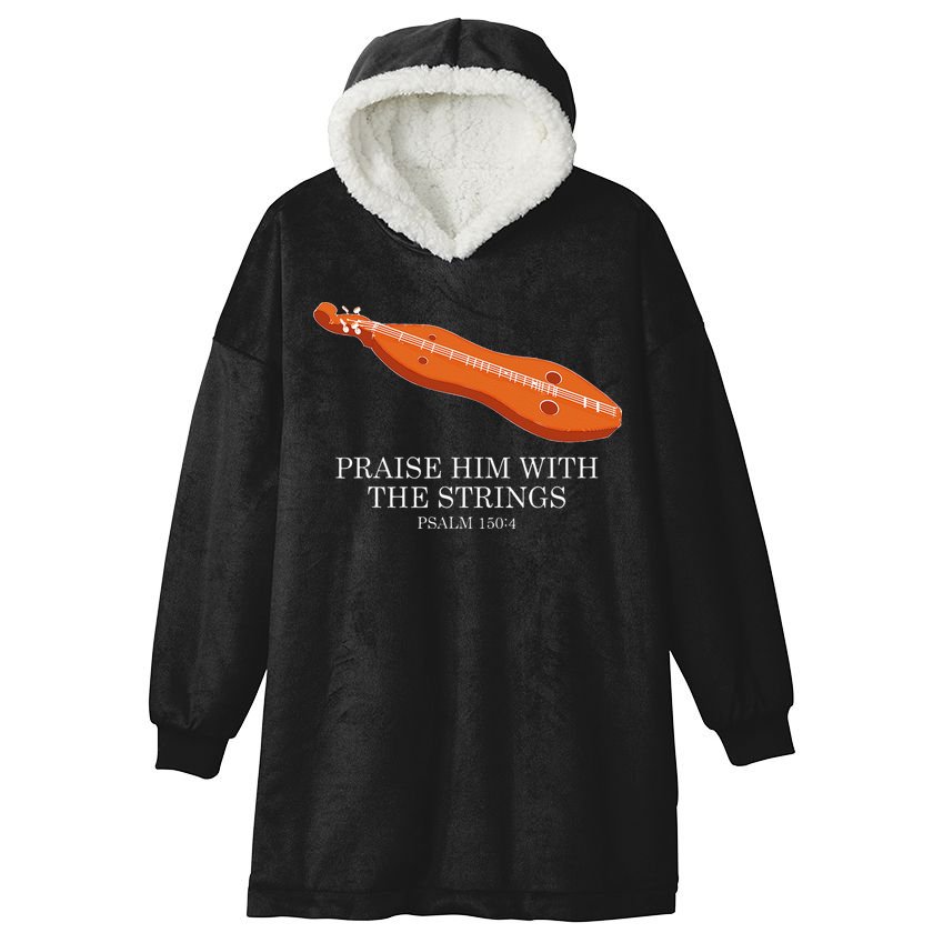 Appalachian Music Praise Him With The Strings Dulcimer Hooded Wearable Blanket