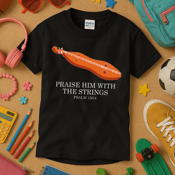 Appalachian Music Praise Him With The Strings Dulcimer Kids T-Shirt