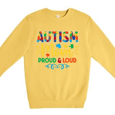 Autism Mom Proud & Loud Graphic Premium Crewneck Sweatshirt