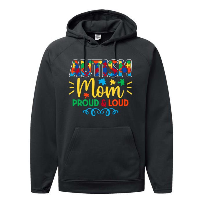 Autism Mom Proud & Loud Graphic Performance Fleece Hoodie