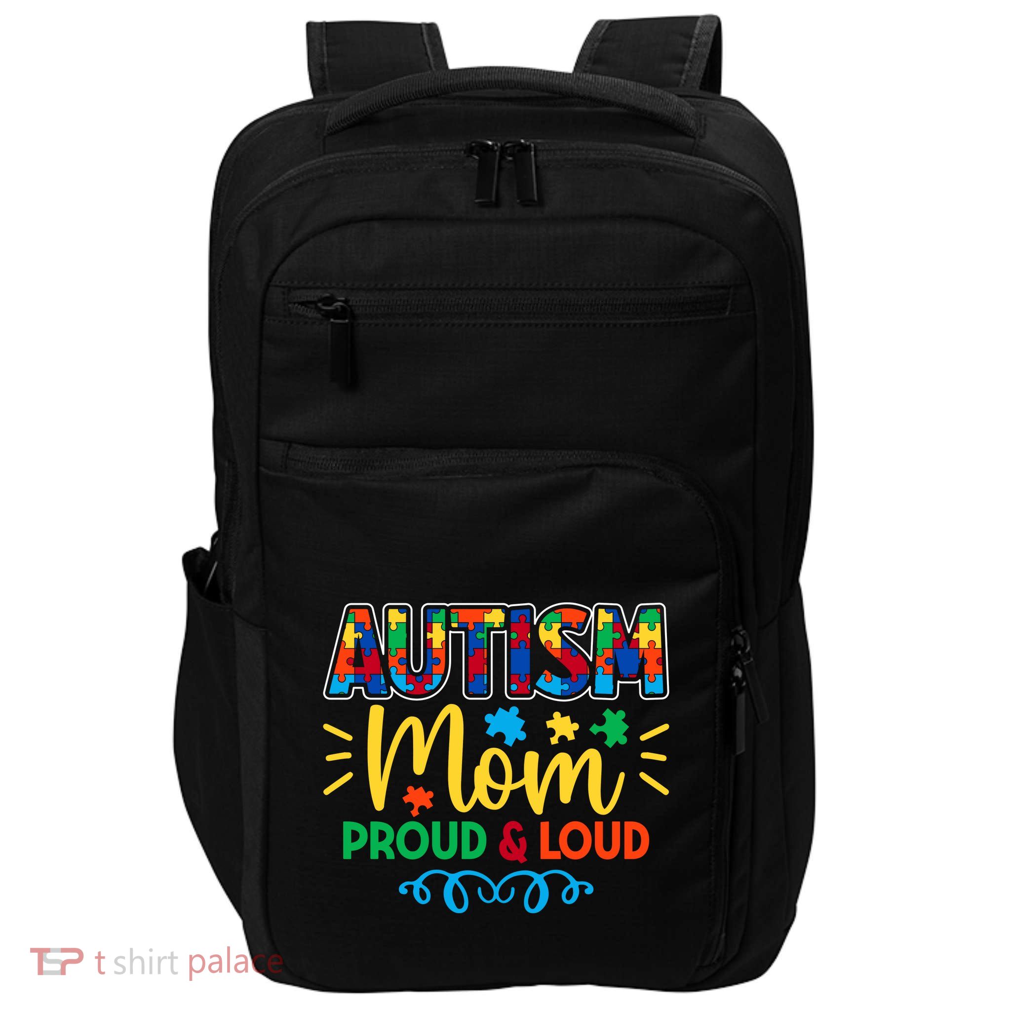 Autism Mom Proud & Loud Graphic Impact Tech Backpack