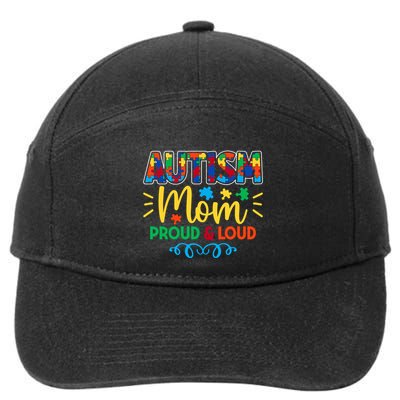 Autism Mom Proud & Loud Graphic 7-Panel Snapback Hat