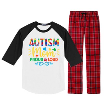 Autism Mom Proud & Loud Graphic Raglan Sleeve Pajama Set