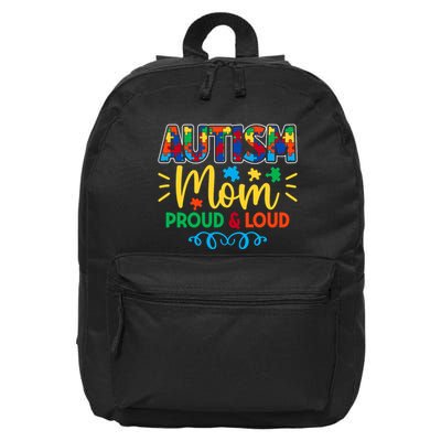 Autism Mom Proud & Loud Graphic 16 in Basic Backpack