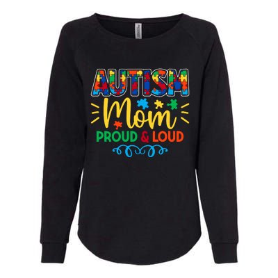 Autism Mom Proud & Loud Graphic Womens California Wash Sweatshirt