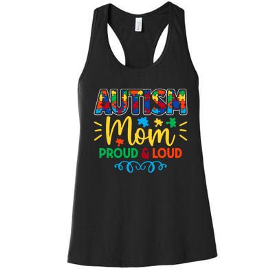 Autism Mom Proud & Loud Graphic Women's Racerback Tank