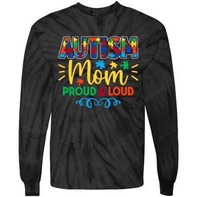 Autism Mom Proud & Loud Graphic Tie-Dye Long Sleeve Shirt