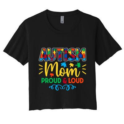 Autism Mom Proud & Loud Graphic Crop Top