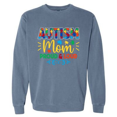 Autism Mom Proud & Loud Graphic Garment-Dyed Sweatshirt