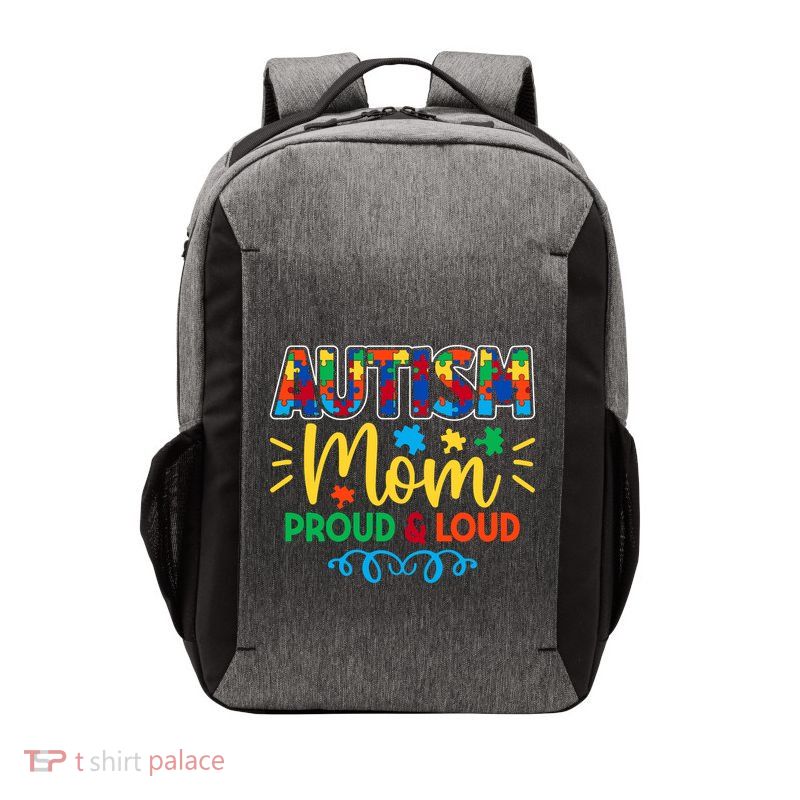 Autism Mom Proud & Loud Graphic Vector Backpack