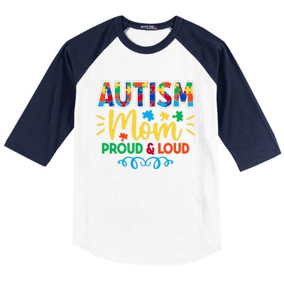 Autism Mom Proud & Loud Graphic Baseball Sleeve Shirt