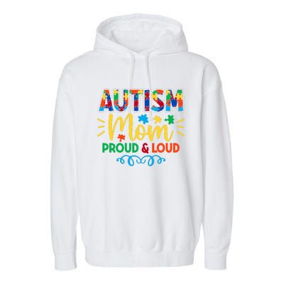 Autism Mom Proud & Loud Graphic Garment-Dyed Fleece Hoodie