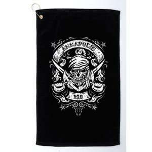 Annapolis Maryland Pirate Skull and Crossed Swords Design Platinum Collection Golf Towel