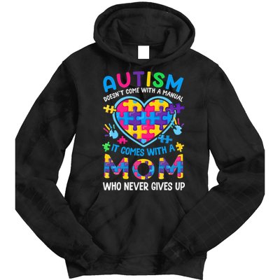 Autism Mom Puzzle Piece Autism Awareness Tie Dye Hoodie