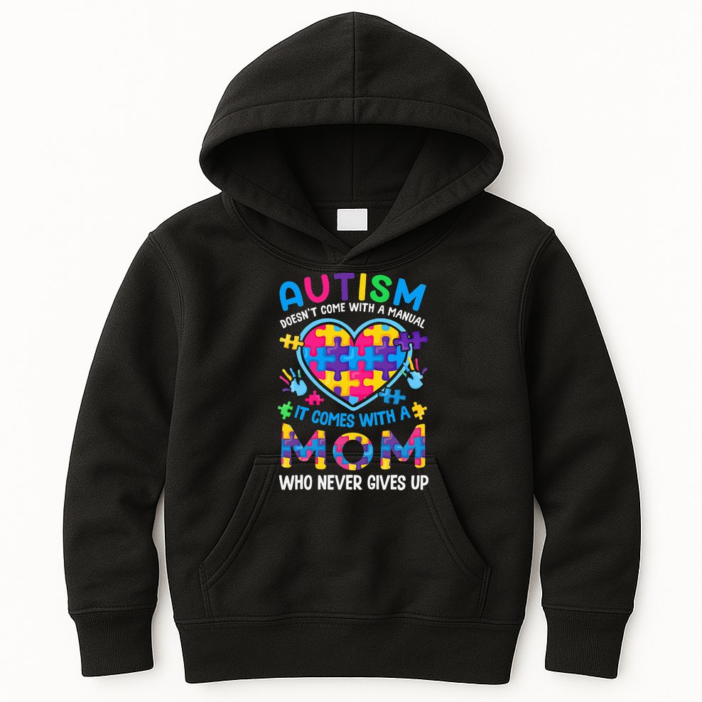 Autism Mom Puzzle Piece Autism Awareness Kids Hoodie