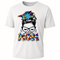 Autism Mom Puzzle Pieces Messy Bun Performance Shirt