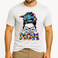 Autism Mom Puzzle Pieces Messy Bun Performance Shirt
