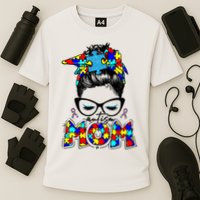 Autism Mom Puzzle Pieces Messy Bun Performance Shirt