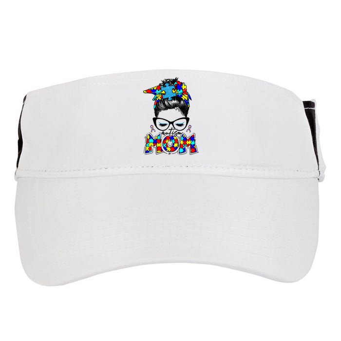 Autism Mom Puzzle Pieces Messy Bun Adult Drive Performance Visor