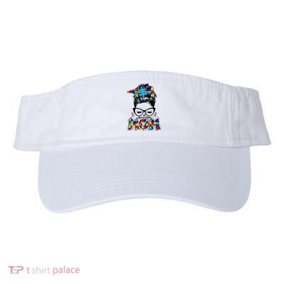 Autism Mom Puzzle Pieces Messy Bun Visor