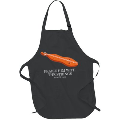 Appalachian Music Praise Him With The Strings Dulcimer Full-Length Apron With Pockets