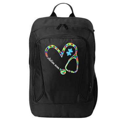 Autism Mom Puzzle Stethoscope Nurse Autism Awareness Day City Backpack