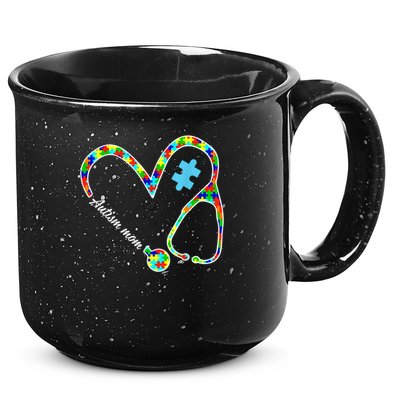 Autism Mom Puzzle Stethoscope Nurse Autism Awareness Day 15oz Campfire Ceramic Mug