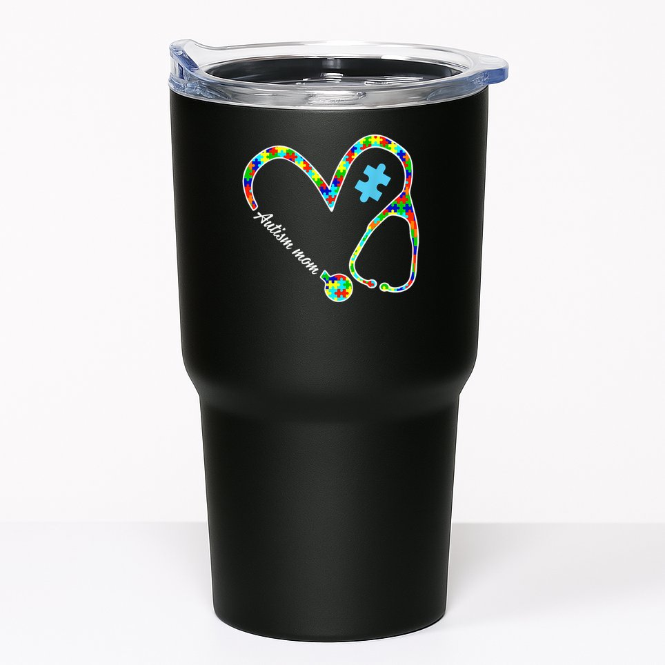 Autism Mom Puzzle Stethoscope Nurse Autism Awareness Day Tumbler