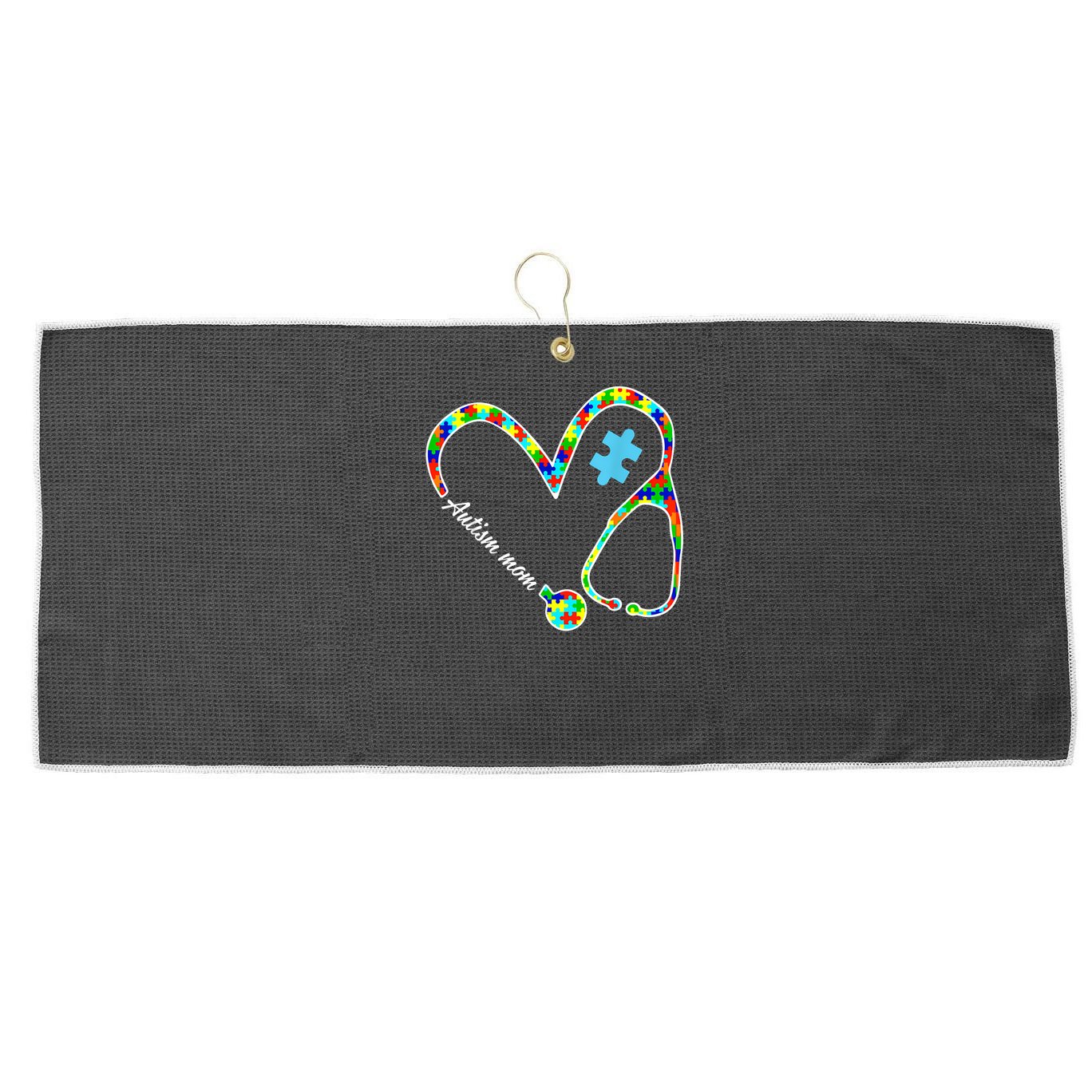 Autism Mom Puzzle Stethoscope Nurse Autism Awareness Day Large Microfiber Waffle Golf Towel