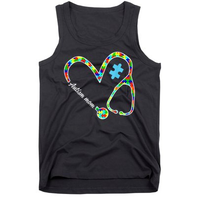 Autism Mom Puzzle Stethoscope Nurse Autism Awareness Day Tank Top