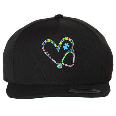 Autism Mom Puzzle Stethoscope Nurse Autism Awareness Day Wool Snapback Cap