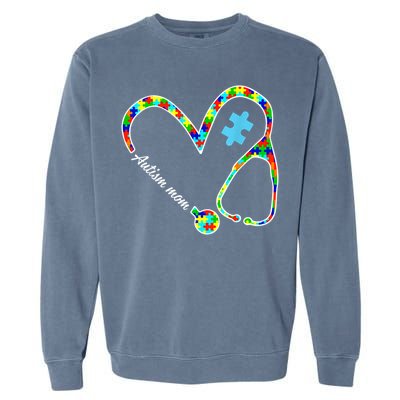 Autism Mom Puzzle Stethoscope Nurse Autism Awareness Day Garment-Dyed Sweatshirt