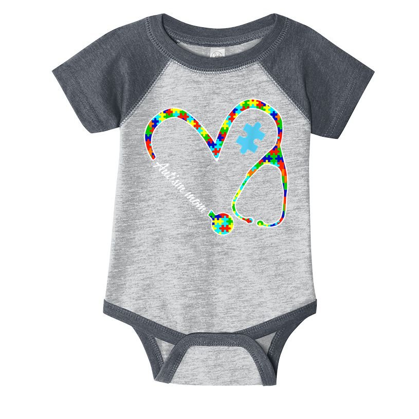 Autism Mom Puzzle Stethoscope Nurse Autism Awareness Day Infant Baby Jersey Bodysuit