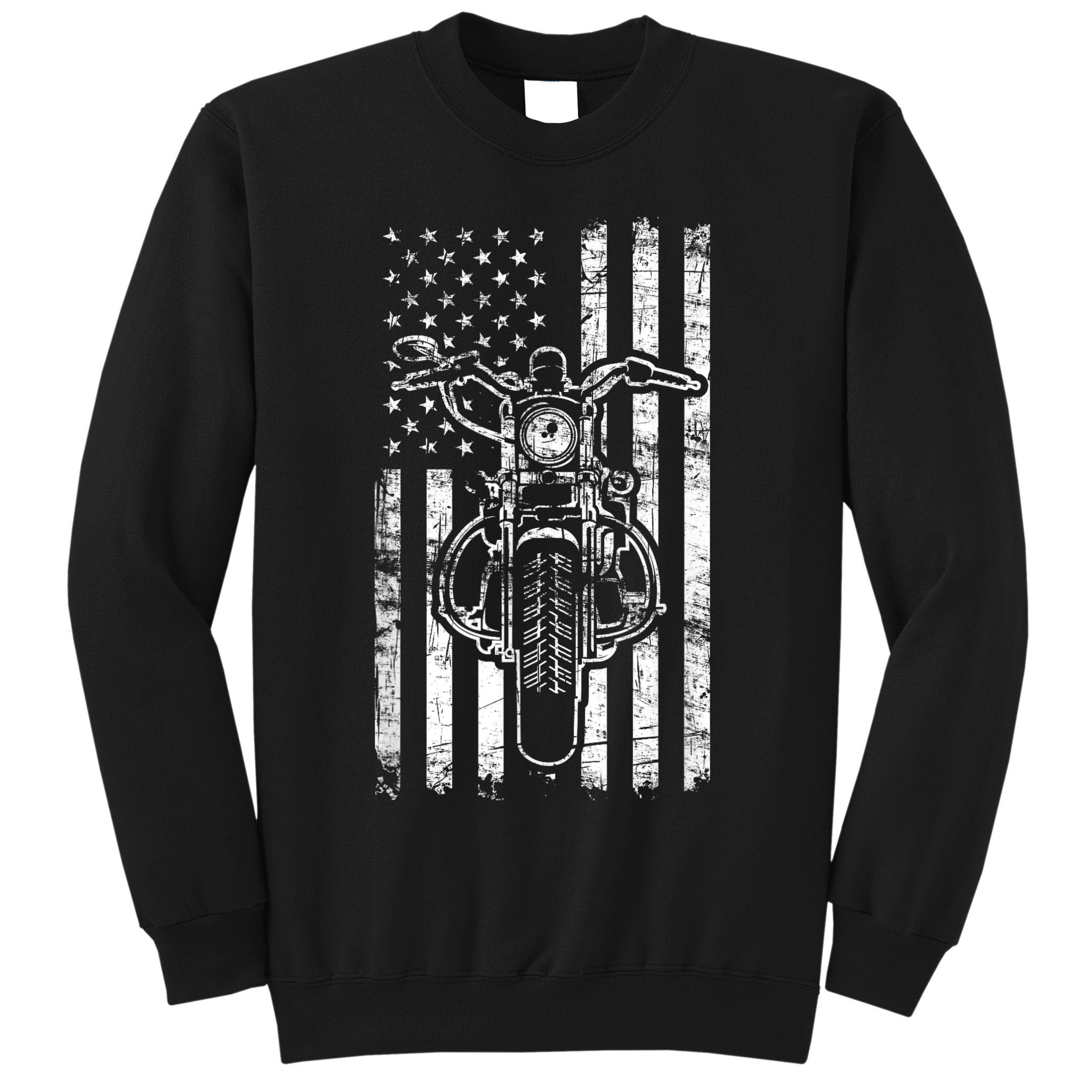 American Motorcycle Patriotic US Flag Cool Biker Sweatshirt