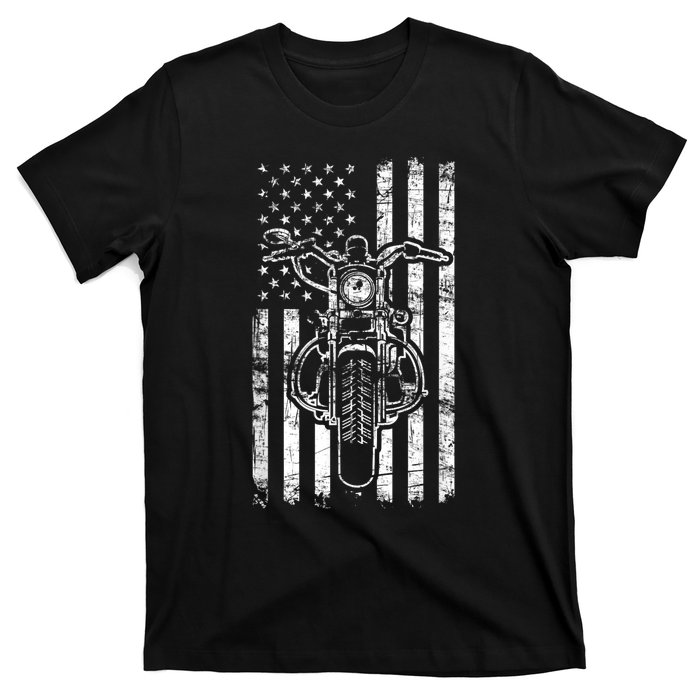 American Motorcycle Patriotic US Flag Cool Biker T-Shirt