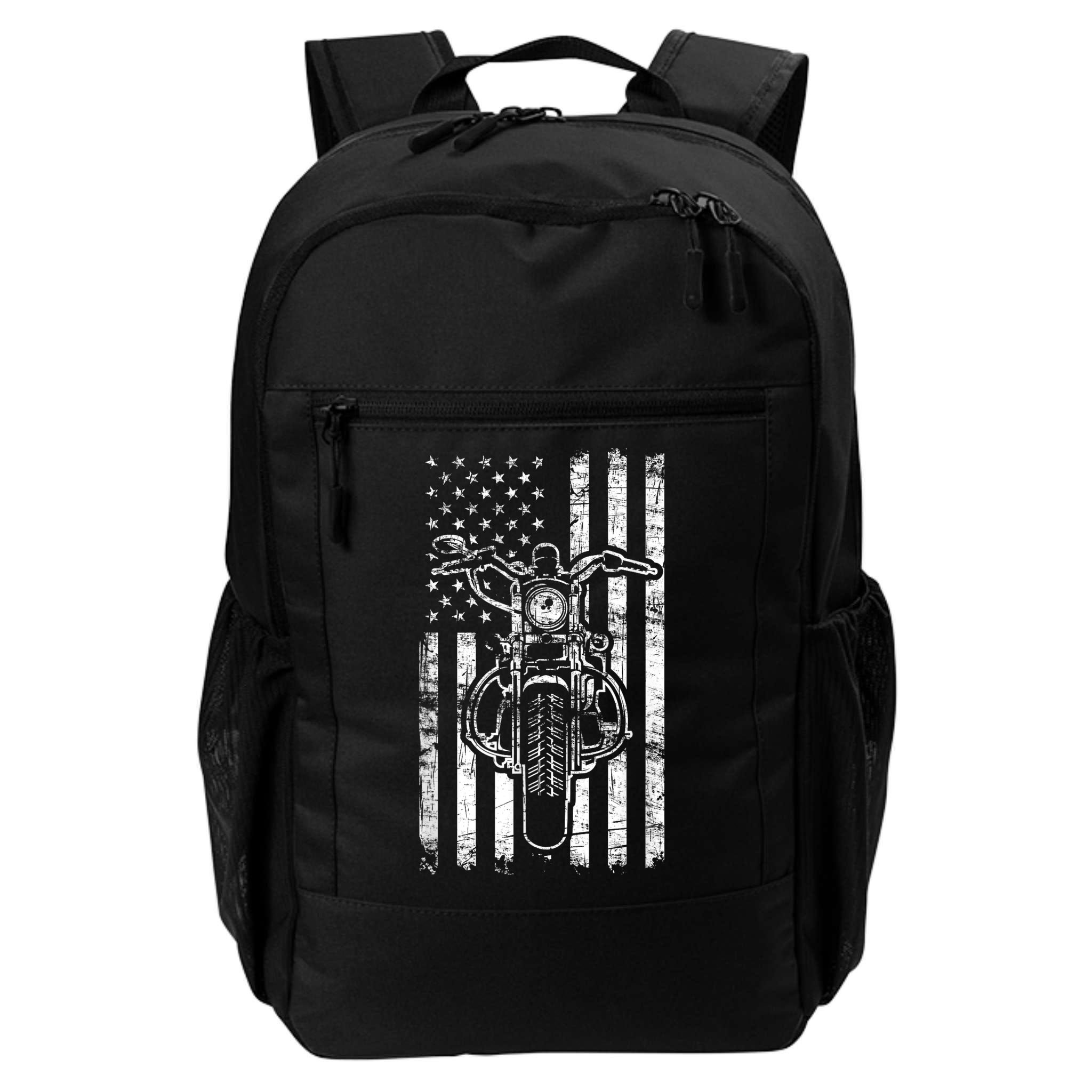 American Motorcycle Patriotic US Flag Cool Biker Backpack