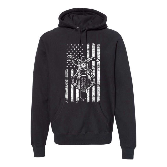 American Motorcycle Patriotic US Flag Cool Biker Premium Hoodie