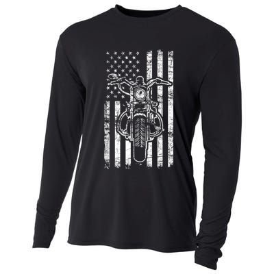 American Motorcycle Patriotic US Flag Cool Biker Cooling Performance Long Sleeve Crew