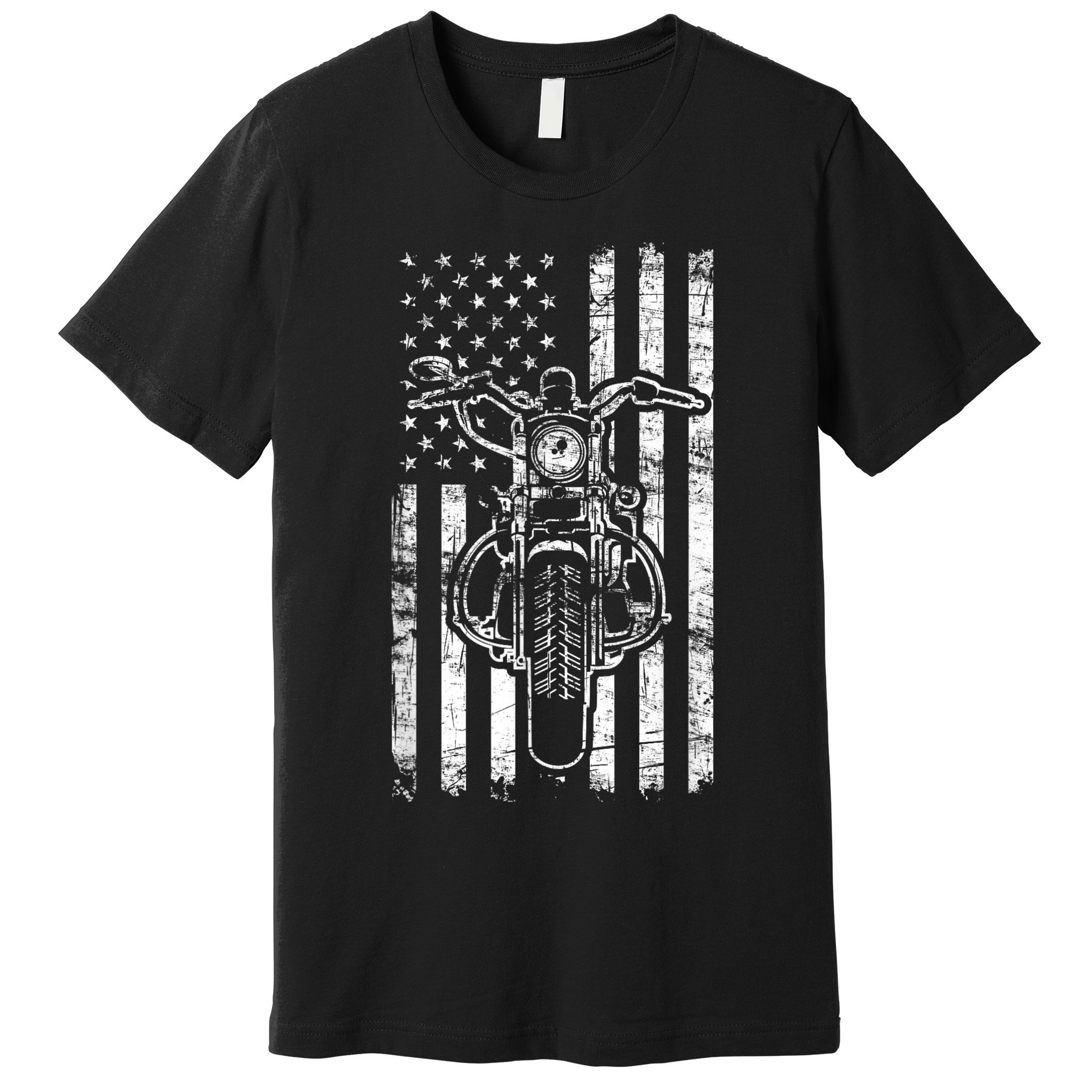 American Motorcycle Patriotic US Flag Cool Biker Premium T-Shirt