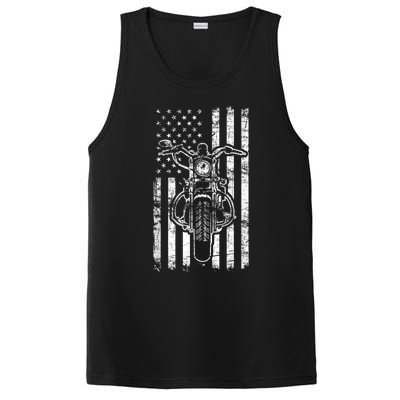 American Motorcycle Patriotic US Flag Cool Biker PosiCharge Competitor Tank