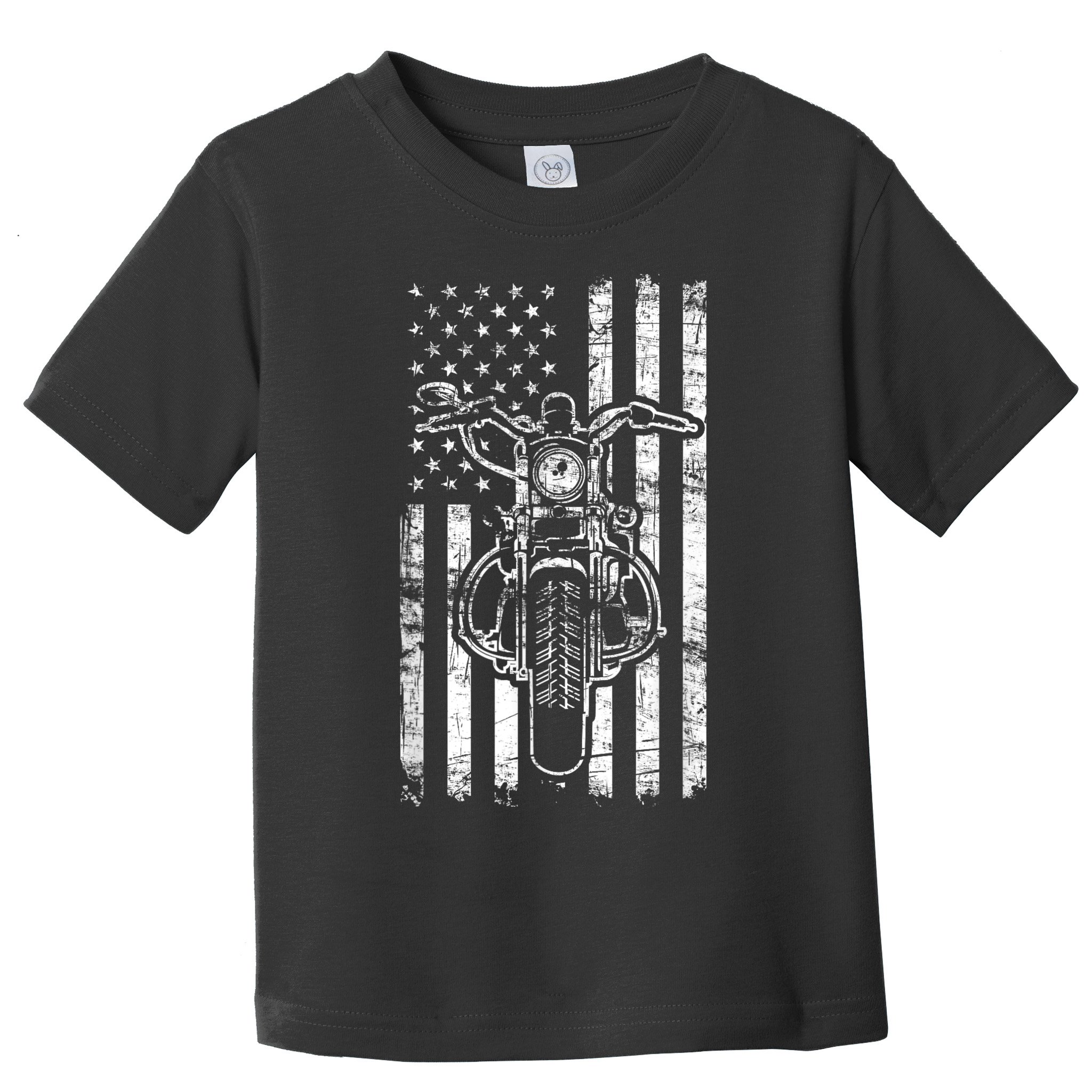 American Motorcycle Patriotic US Flag Cool Biker Toddler T-Shirt