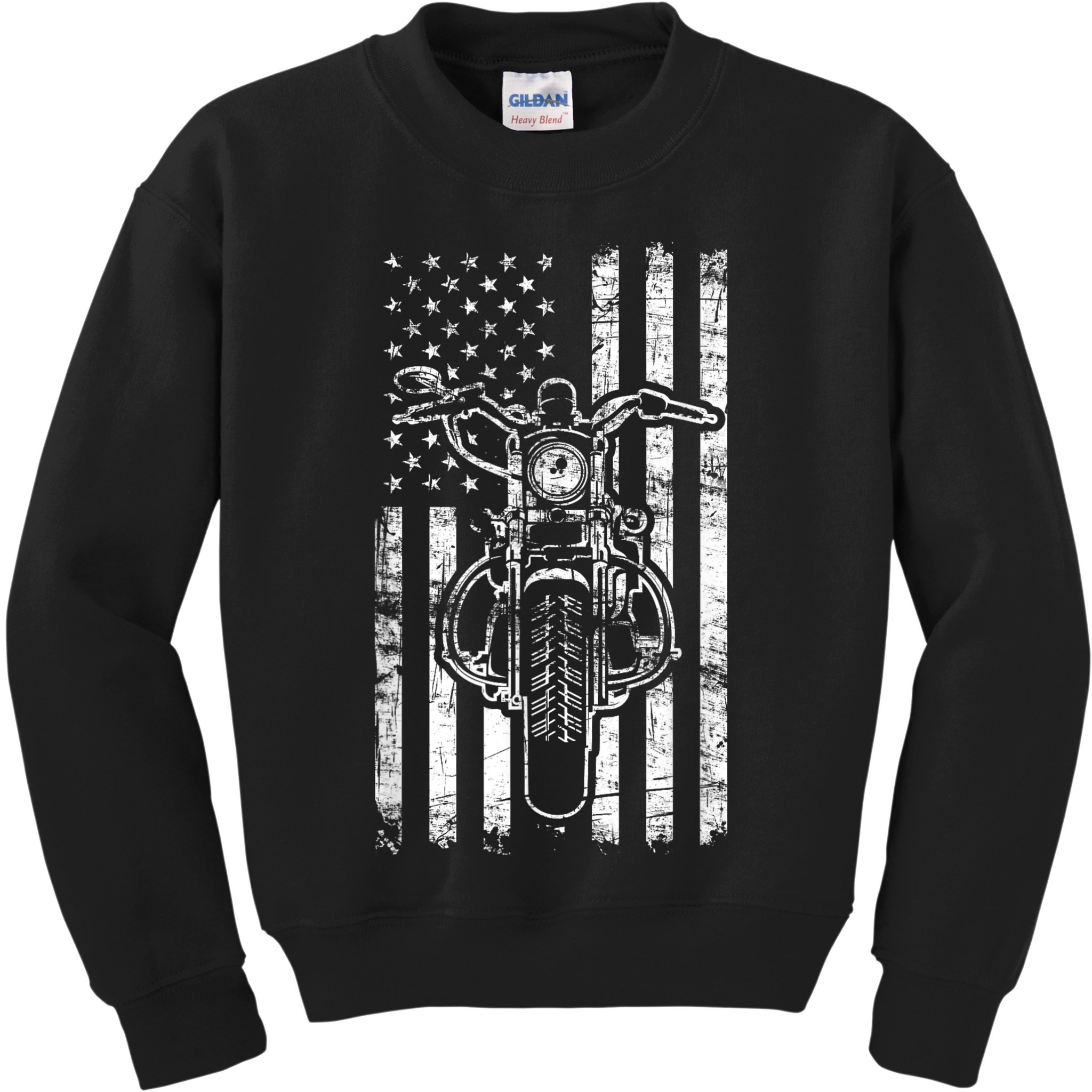 American Motorcycle Patriotic US Flag Cool Biker Kids Sweatshirt