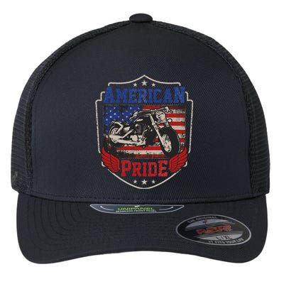 American Motorcycle Pride Vintage Proud biker 4th of July Flexfit Unipanel Trucker Cap